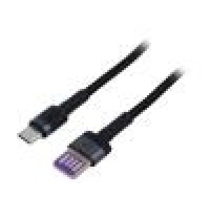 Kabel USB A zástrčka dvoustranná,USB C vidlice 1m černá 40W