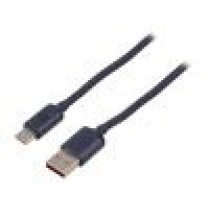 Kabel USB 2.0 USB A vidlice,USB C vidlice 2m černá textilní