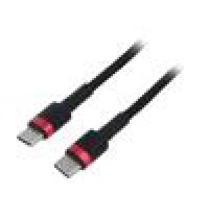 Kabel USB C vidlice,z obou stran 1m černá textilní 60W