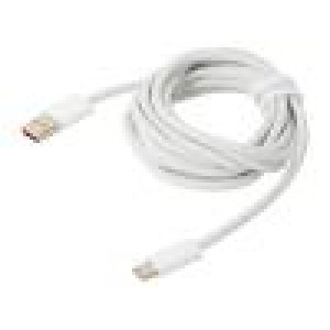 Kabel USB 2.0 USB A vidlice,USB C vidlice 2m bílá textilní