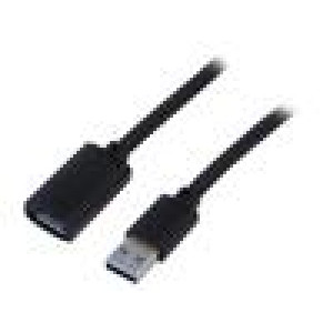 Kabel USB 3.0 USB A zásuvka,USB A vidlice 2m černá