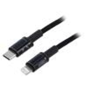 Kabel USB 2.0 vidlice Apple Lightning,USB C vidlice 2m černá