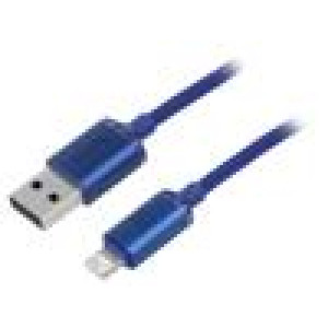 Kabel USB 2.0 vidlice Apple Lightning,USB A vidlice 2m modrá