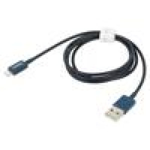 Kabel vidlice Apple Lightning,USB A vidlice 1m modrá 2,4A