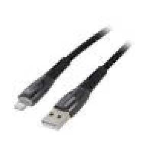 Kabel USB 2.0 vidlice Apple Lightning,USB A vidlice 2m černá