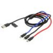Kabel USB 2.0 1,2m černá,červená,modrá textilní 3,5A