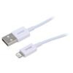 Kabel vidlice Apple Lightning,USB A vidlice 2m bílá textilní
