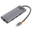 Hub USB šedá Počet portů: 6 0,15m Mat.těl: hliník
