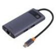Hub USB RJ45 zásuvka,USB A zásuvka x3,USB C zásuvka černá