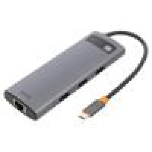 Hub USB šedá Počet portů: 8 0,18m Mat.těl: hliník