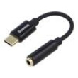 Kabel Jack 3,5mm zásuvka,USB C vidlice 0,05m černá