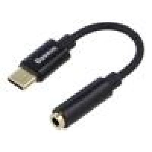 Kabel Jack 3,5mm zásuvka,USB C vidlice 0,05m černá