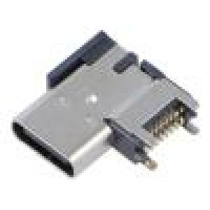 Zásuvka USB C SMT PIN: 16 boční,úhlové 90° top board mount