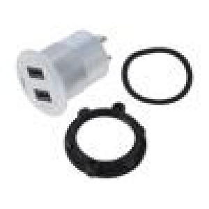 Adaptér do panelu,matice zezadu USB 2.0 Závit: M25 1÷10mm