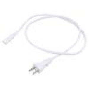 Kabel 2x0,75mm2 IEC C7 zásuvka,JIS 8303 vidlice PVC 1m bílá