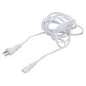 Kabel 2x0,75mm2 IEC C7 zásuvka,JIS 8303 vidlice PVC 3m bílá