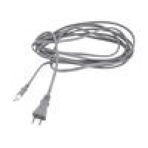 Kabel 2x0,75mm2 IEC C7 zásuvka,JIS 8303 vidlice PVC 5m šedá