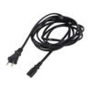 Kabel 2x0,75mm2 IEC C7 zásuvka,JIS 8303 vidlice PVC 3m černá