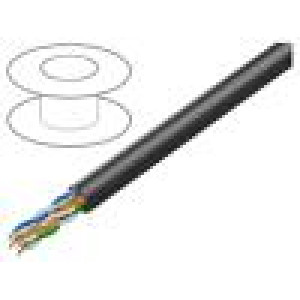 Vodič U/UTP 4x2x25AWG 5e drát Cu PVC černá 305m Økab: 5mm