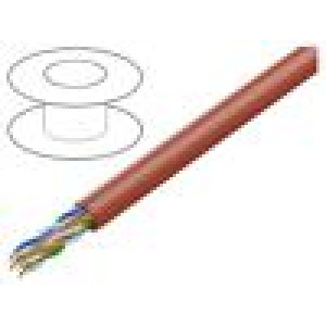 Vodič U/UTP 4x2x23AWG drát CCA PVC červená 305m Økab: 5,6mm