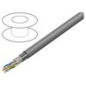 Vodič F/UTP 4x2x24AWG drát CCA PVC šedá 305m Økab: 5,45mm