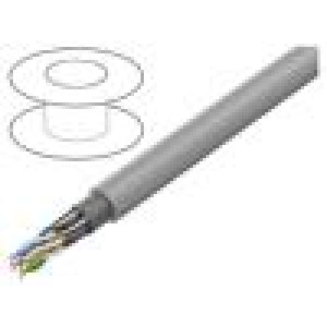 Vodič S/FTP 4x2x23AWG 7 drát Cu LSZH šedá 305m Økab: 7,8mm