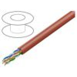 Vodič U/UTP 4x2x25AWG 5e drát Cu PVC červená 305m Økab: 5mm