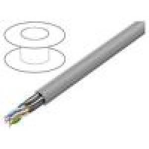 Vodič U/FTP 4x2x23AWG 6a drát Cu LSZH šedá 305m Økab: 7,5mm