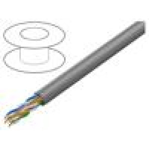 Vodič U/UTP 4x2x23AWG drát CCA PVC šedá 305m Økab: 5,6mm
