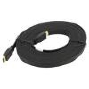 Kabel HDMI 2.0,plochý HDMI vidlice,z obou stran PVC 5m černá