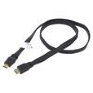 Kabel HDMI 2.0,plochý HDMI vidlice,z obou stran PVC 1m černá