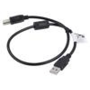 Kabel USB 2.0 USB A vidlice,USB B vidlice zlacený 0,5m černá