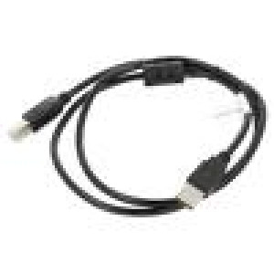 Kabel USB 2.0 USB A vidlice,USB B vidlice zlacený 1m černá