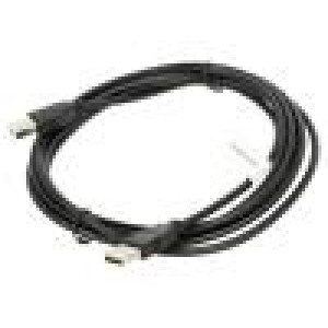 Kabel USB 2.0 USB A vidlice,USB B vidlice zlacený 3m černá