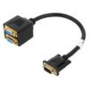 Adapter VGA female x2,VGA male 0.2m black Enclos.mat: ABS