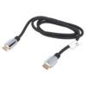 Kabel HDMI 2.1 HDMI vidlice,z obou stran guma 1m černá 30AWG