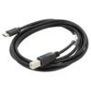 Kabel USB 2.0 USB B vidlice,USB C vidlice zlacený 1,8m černá