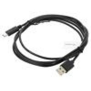 Kabel USB 2.0 USB A vidlice,USB C vidlice zlacený 1,8m černá
