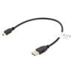 Kabel USB 2.0 USB A vidlice,USB B mini vidlice zlacený 0,3m