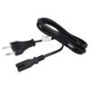 Kabel CEE 7/16 (C) vidlice,IEC C7 zásuvka PVC Dél: 1,8m černá