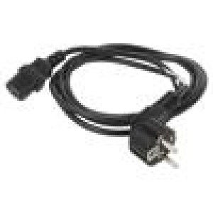 Kabel CEE 7/7 (E/F) úhlová vidlice,IEC C13 zásuvka PVC černá