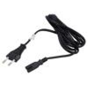 Kabel CEE 7/16 (C) vidlice,IEC C7 zásuvka PVC Dél: 1,8m černá