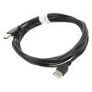Kabel USB 2.0 USB A zásuvka,USB A vidlice zlacený 3m černá