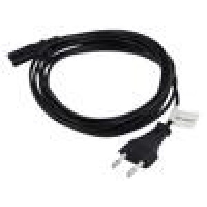 Kabel CEE 7/16 (C) vidlice,IEC C7 zásuvka PVC Dél: 3m černá