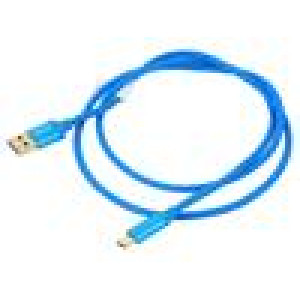 Kabel USB 2.0 USB A vidlice,USB C vidlice zlacený 1m modrá
