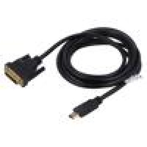 Kabel dual link DVI-D (24+1) vidlice,HDMI vidlice 3m černá