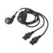 Kabel CEE 7/7 (E/F) úhlová vidlice,IEC C13 zásuvka x2 PVC