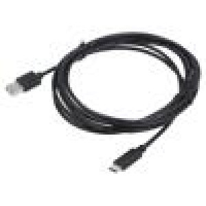 Kabel USB 2.0 USB A vidlice,USB C vidlice zlacený 3m černá