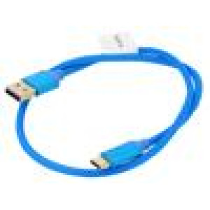 Kabel USB 2.0 USB A vidlice,USB C vidlice zlacený 0,5m modrá