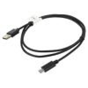 Kabel USB 2.0 USB A vidlice,USB C vidlice zlacený 1m černá